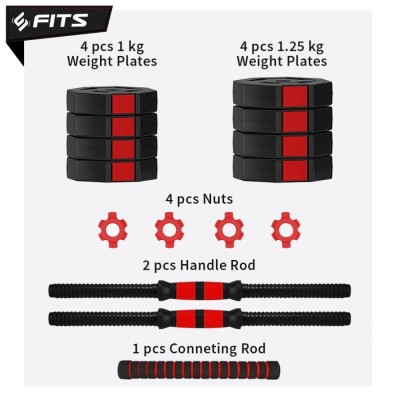 FITS Hexagonal Adjustable Dumbell Barbel 10kg